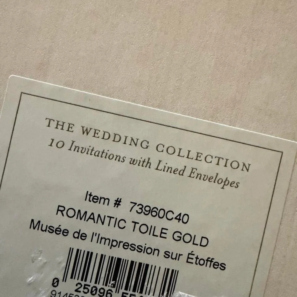 Vintage Caspari (10cards) Romantic toile gold wedding invitations wedding cards